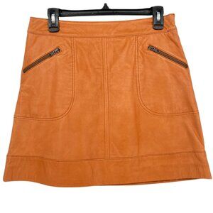 Halogen Leather Mini Skirt With Zipper Pockets Camel Tan Color Size 4P